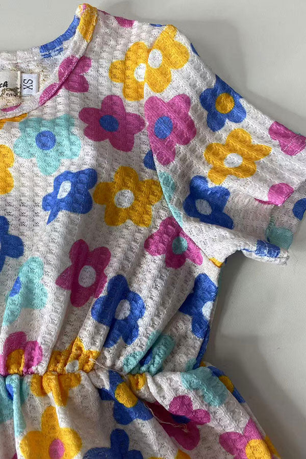 Shop Floral printed short sleeve top & shorts 2pc girls sets XCH04023 (A9S2)